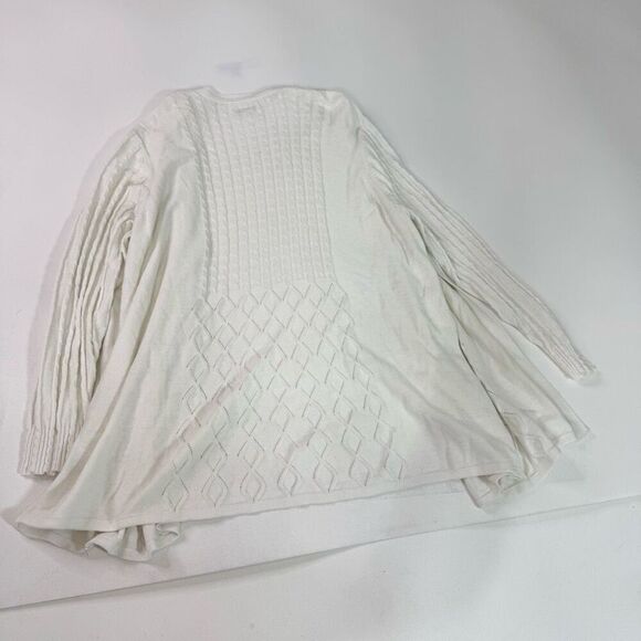 Croft & Barrow Sweater Cardigan Womens 3X White Open Front Cable Knit Classic - Picture 7 of 7